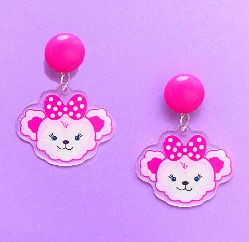 Shellie Bear Dark Pink Drop Earrings