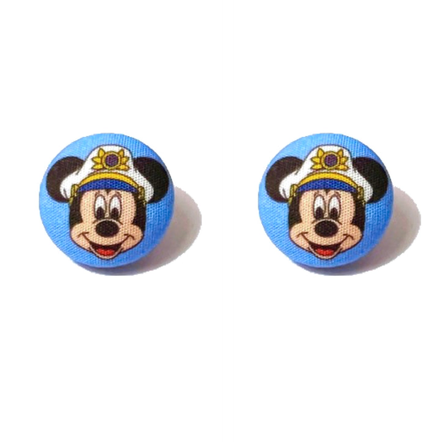 Captain Mouse Fabric Button Earrings