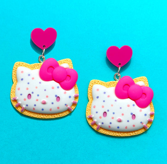 Kitty Cookie Frosting Acrylic Drop Earrings