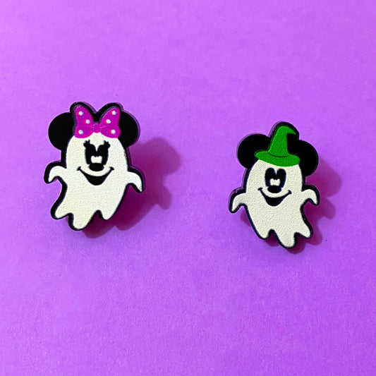Mouse Ghost Witch Hat Post Earrings