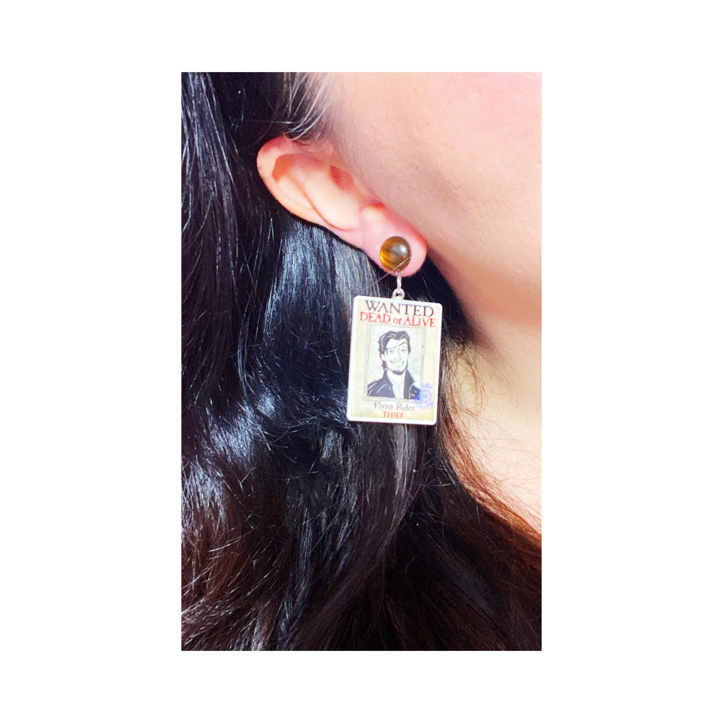 Flynn Rider Wanted Poster Drop Earrings