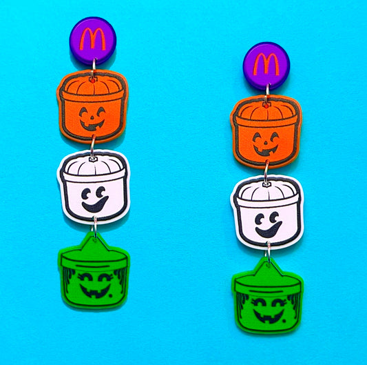 Halloween Buckets Tiered Acrylic Drop Earrings