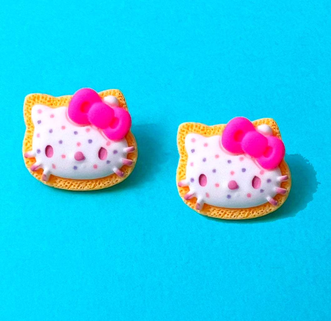 Frosted Kitty Inspired Cookie Post Earrings