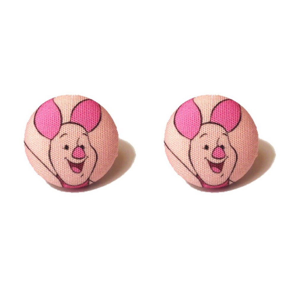 Piglet Fabric Button Earrings