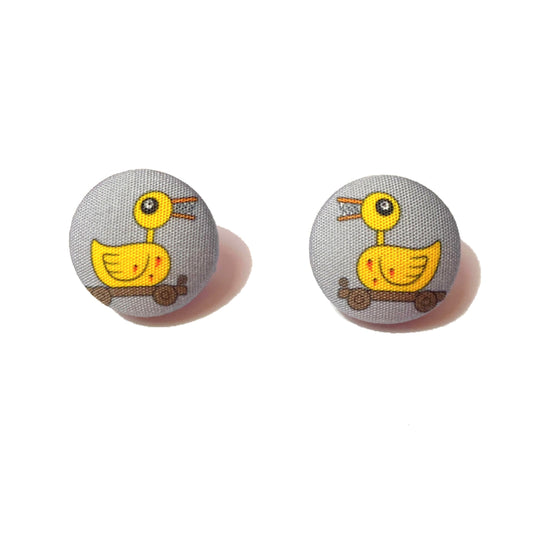 Nightmare Duck Fabric Button Earrings