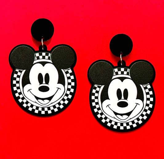 Checkered Mouse Drop Earrings