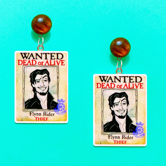 Flynn Rider Wanted Poster Drop Earrings