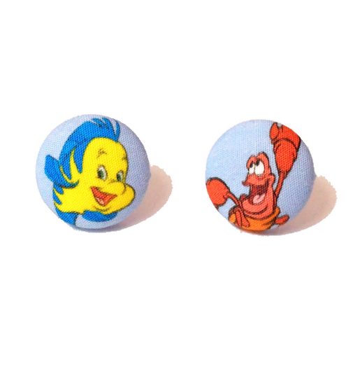 Flounder & Sebastian Fabric Button Earrings