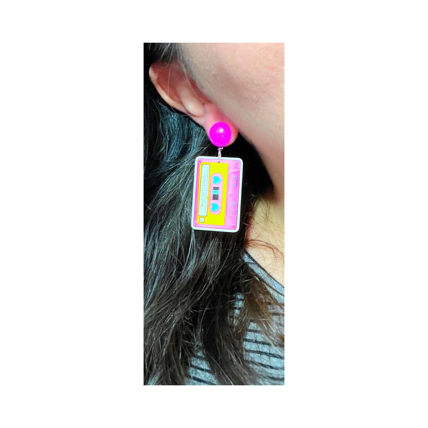 90s Mix Tape Acrylic Drop Earrings