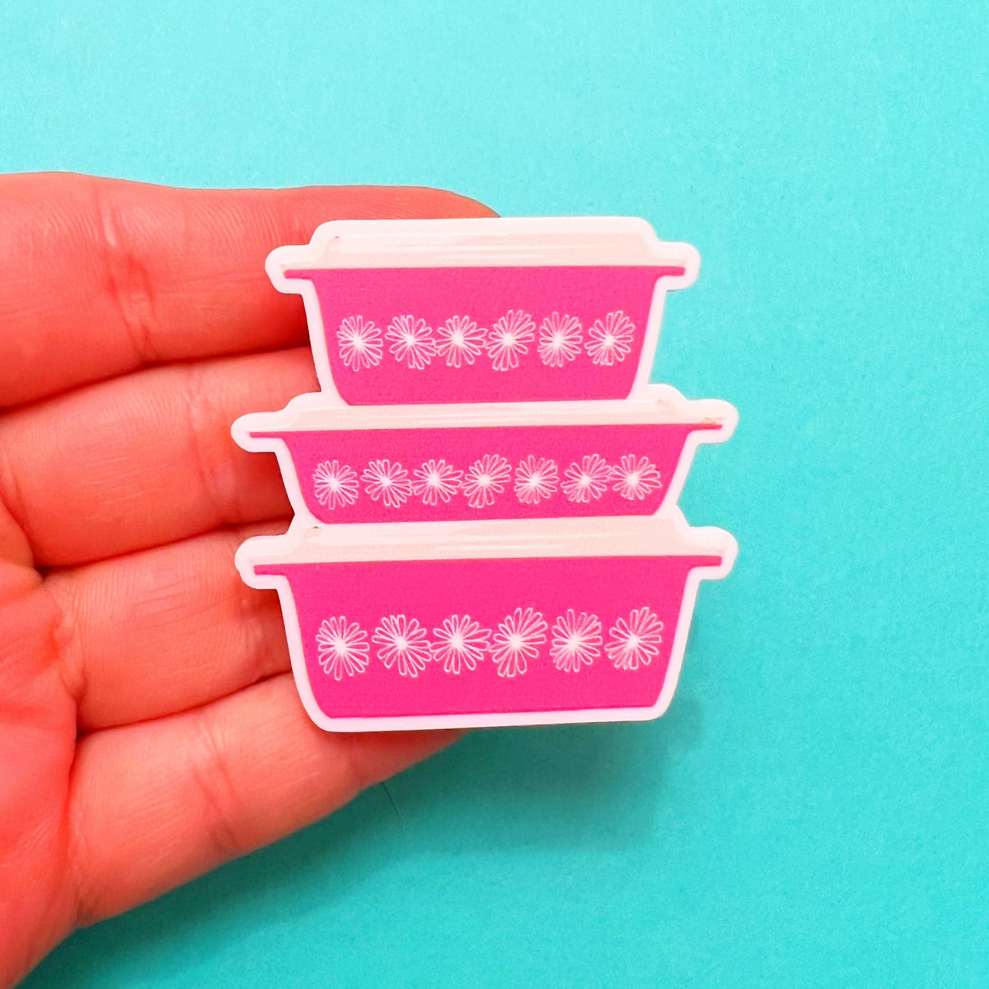 Pink & White Vintage Pyrex Brooch Pin
