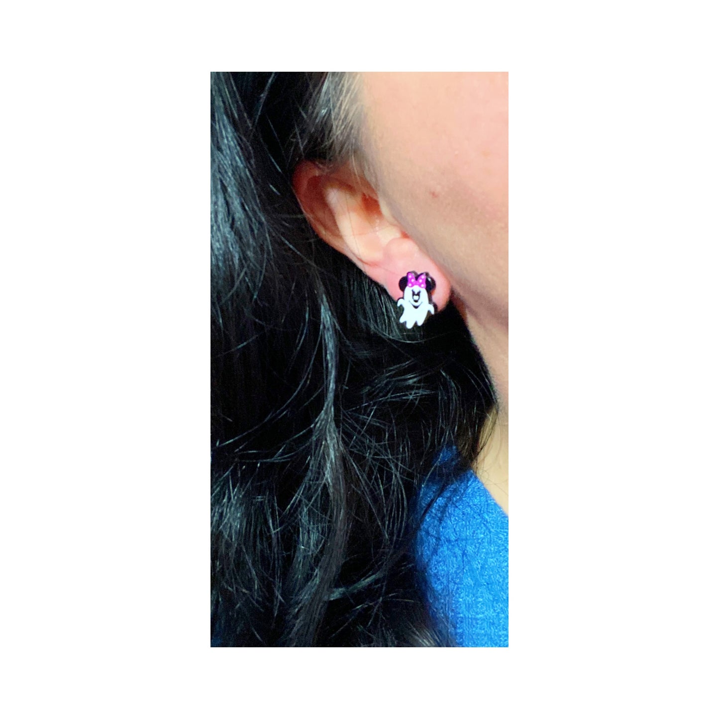 Mouse Ghost Witch Hat Post Earrings