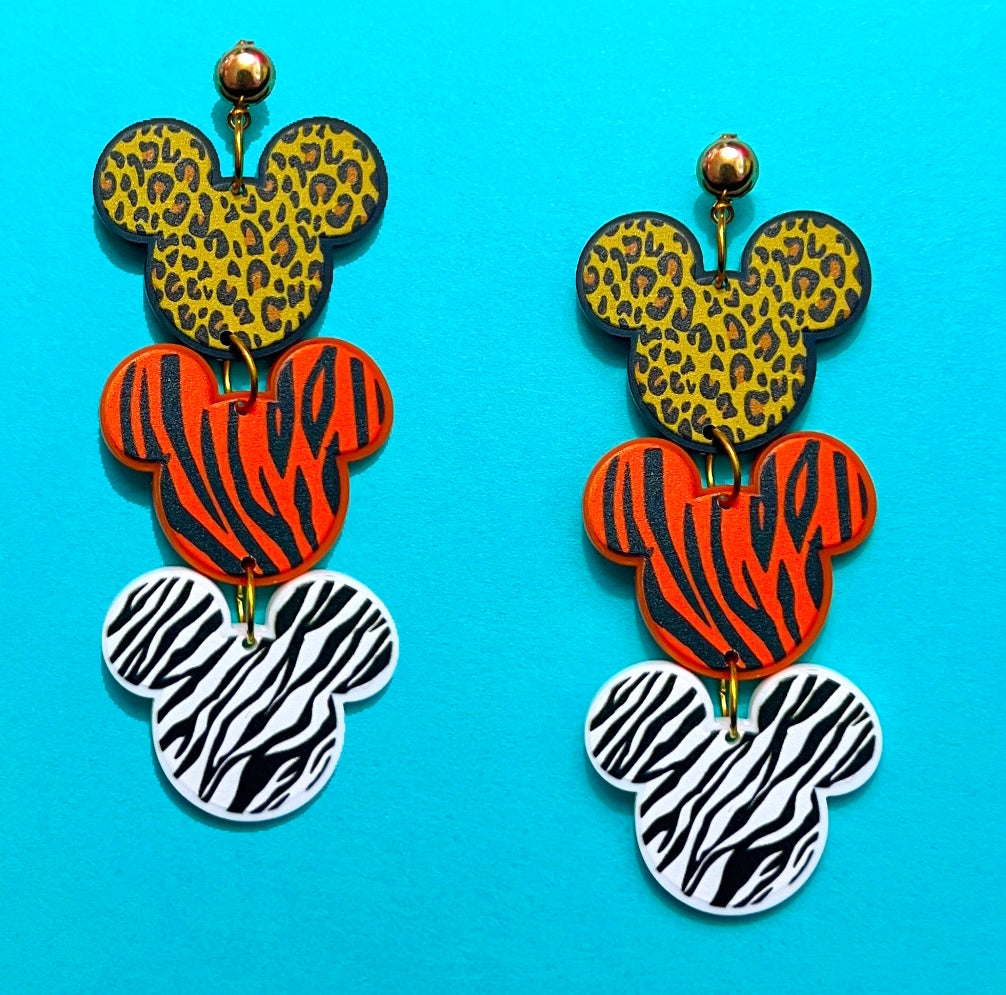 Animal Print Mouse Tiered Acrylic Drop Earrings
