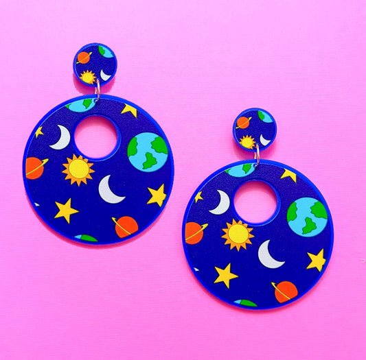 Ms. Frizzle Dress Print Acrylic Drop Earrings