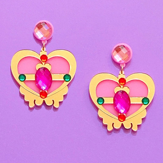 Sailor Moon Heart Acrylic Drop Earrings