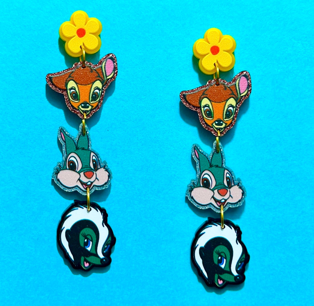 Bambi & Friends Tiered Acrylic Drop Earrings