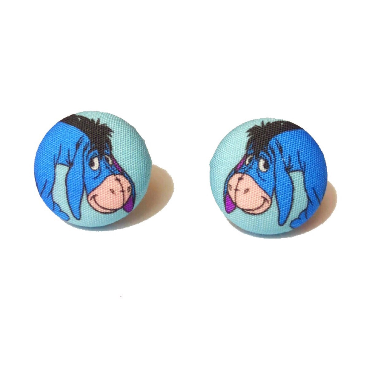 Sad Donkey Fabric Button Earrings