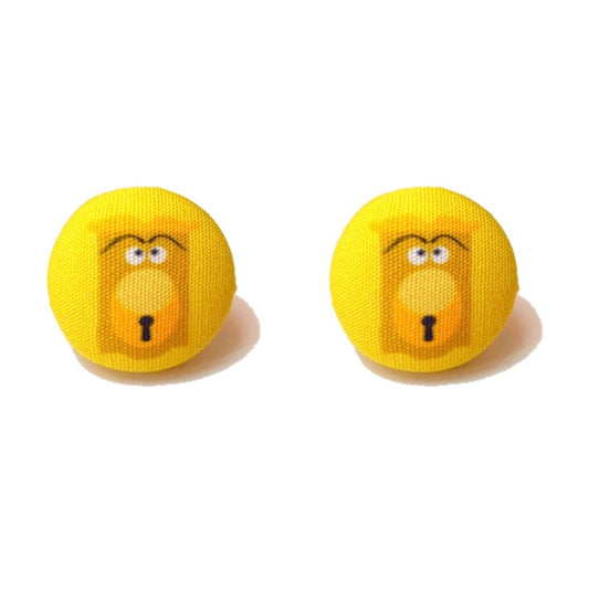 Doorknob Fabric Button Earrings