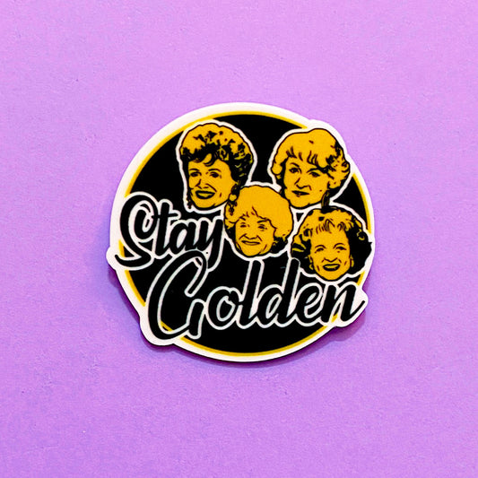 Stay Golden Black & Yellow Acrylic Brooch Pin