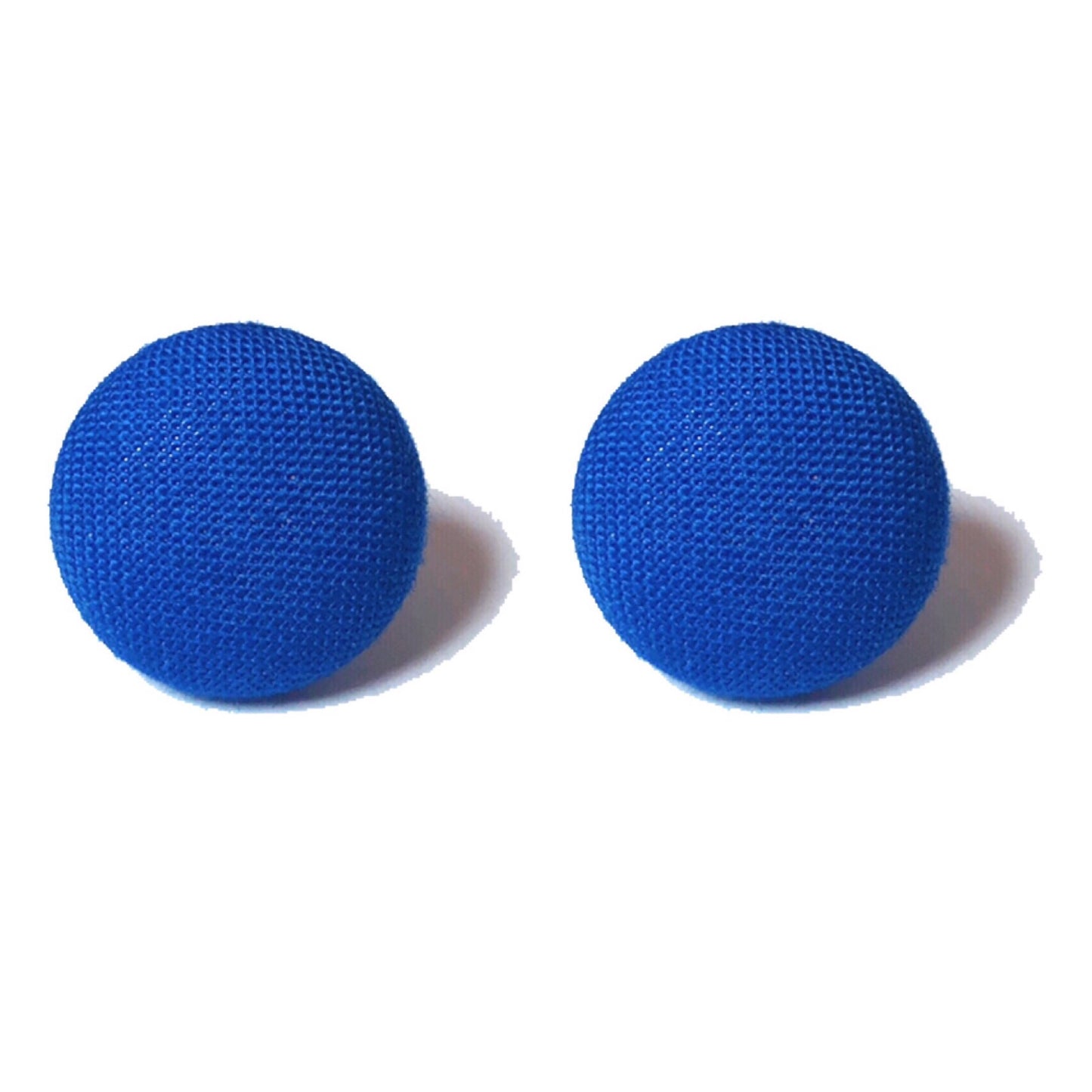 Solid Royal Blue Fabric Button Earrings