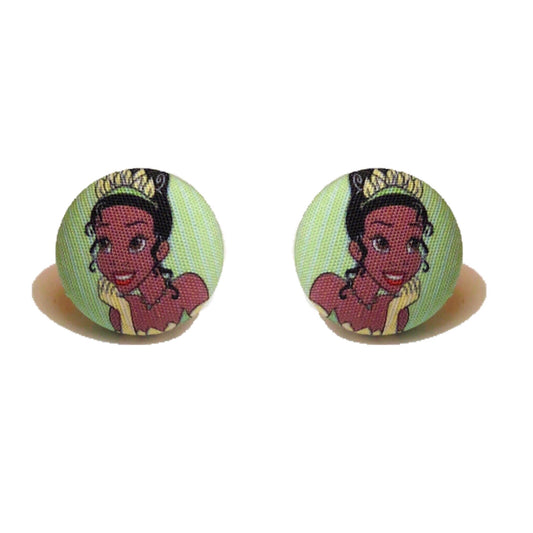 Tiana Fabric Button Earrings