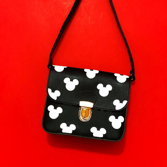 Black & White Mouse Print Square Purse