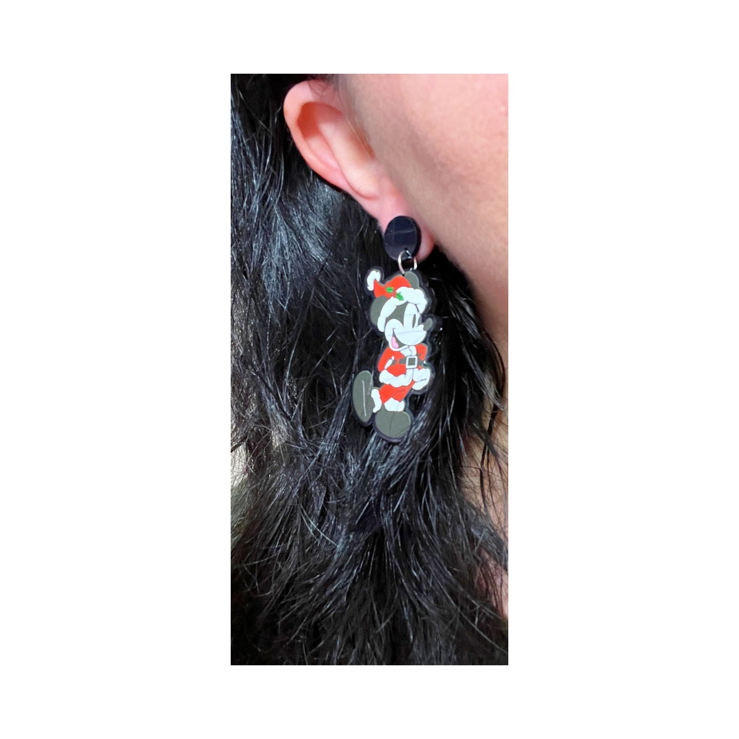 Retro Mouse Santa Acrylic Drop Earrings