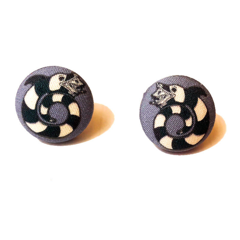 Sandworm Inspired Halloween Fabric Button Earrings