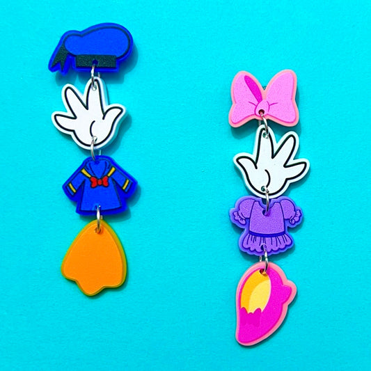 Duck Couple Tiered Drop Earrings