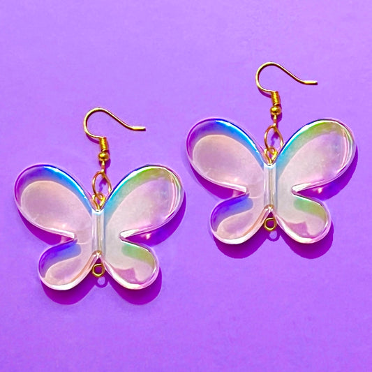 Translucent Large Butterfly Drop Earrings