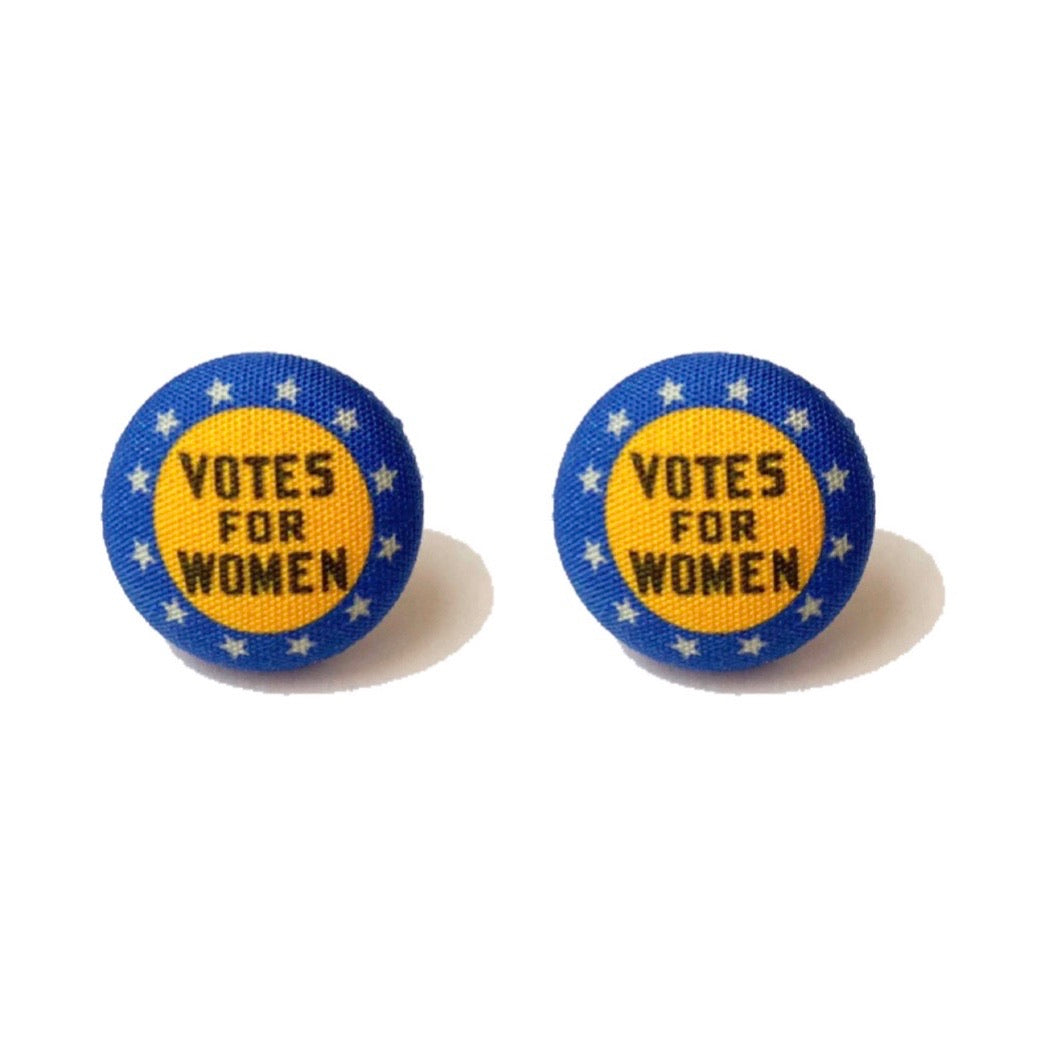 Votes for Women Fabric Button Earrings