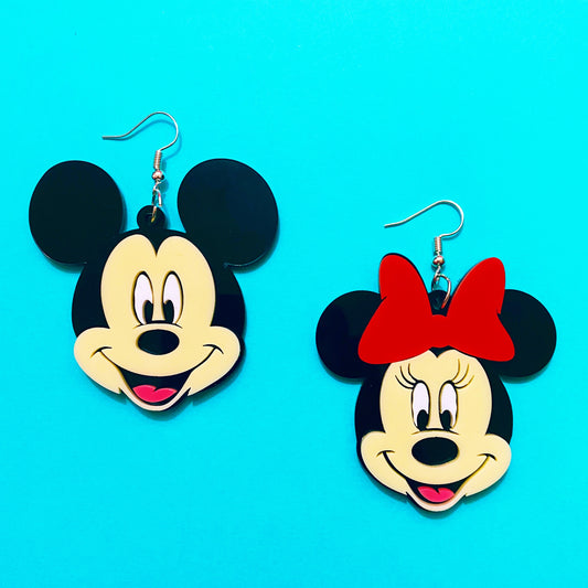 Mouse Couple Mid-Size Acrylic Drop Earrings