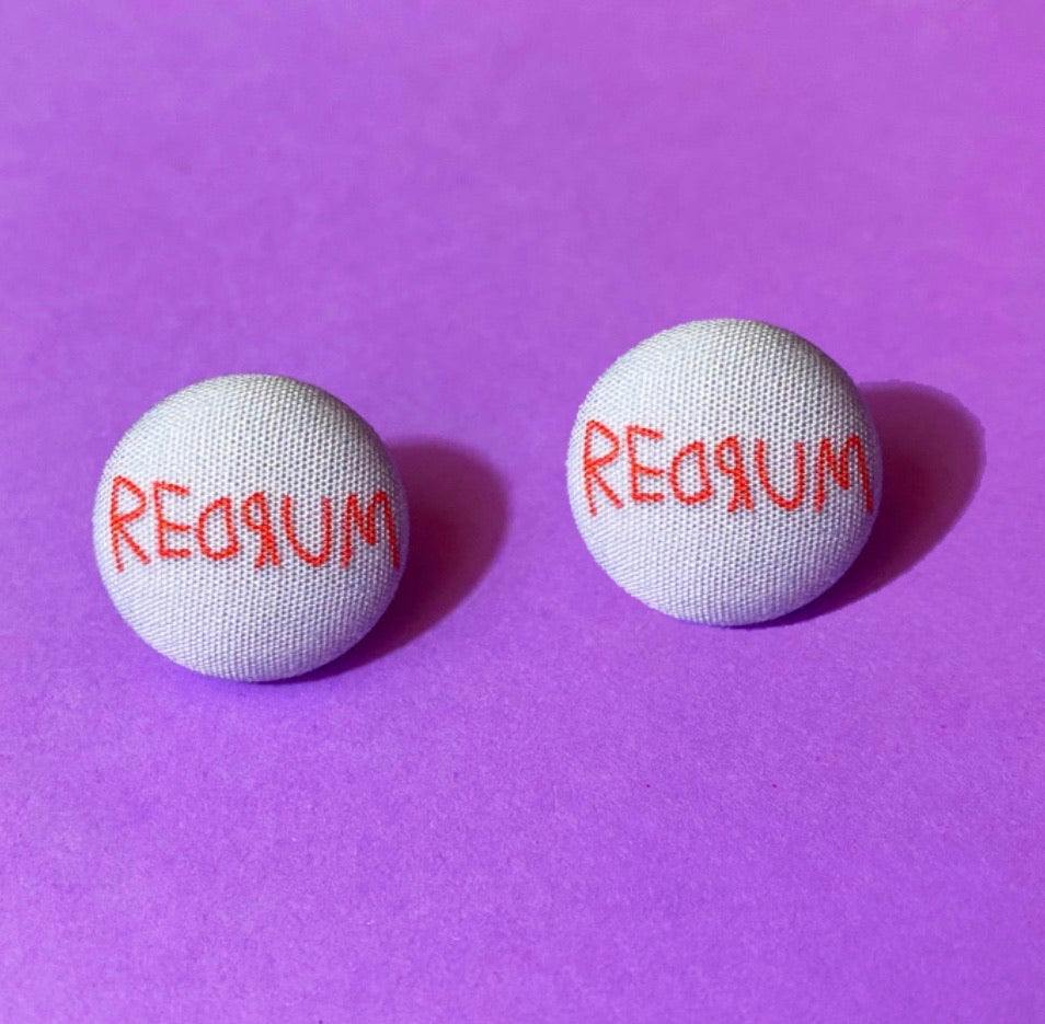 Redrum The Shining Fabric Button Earrings