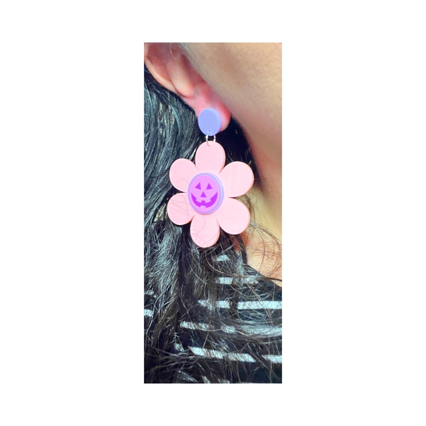 Pastel Jack-O-Lantern Flower Drop Earrings