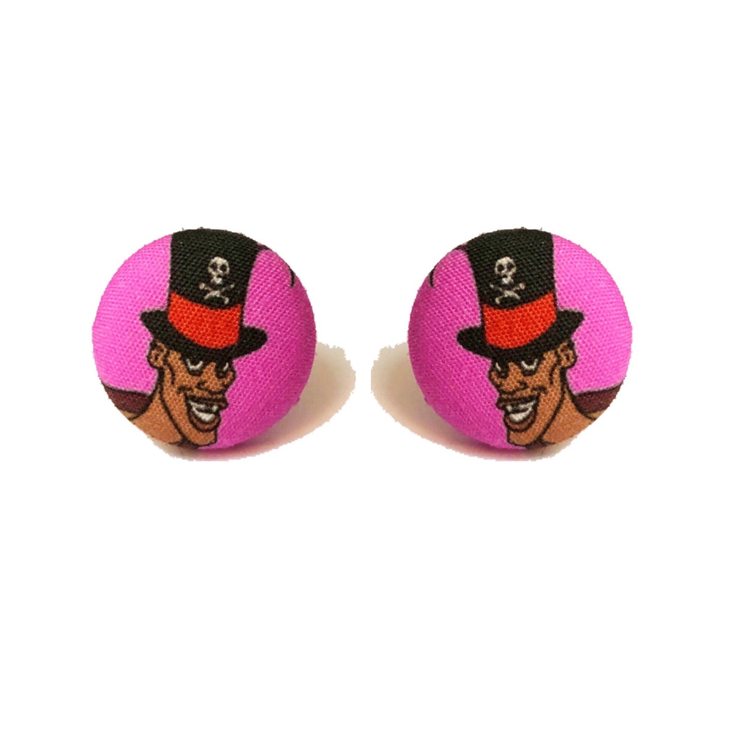Voodoo Villain Fabric Button Earrings