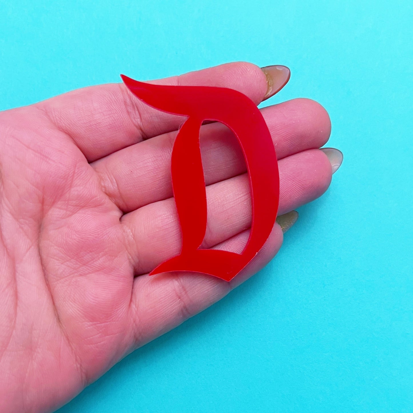 Red Retro “D” Inspired Acrylic Brooch Pin