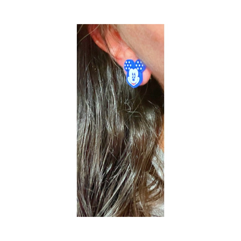 Blue Patriotic Mouse Acrylic Post Earrings