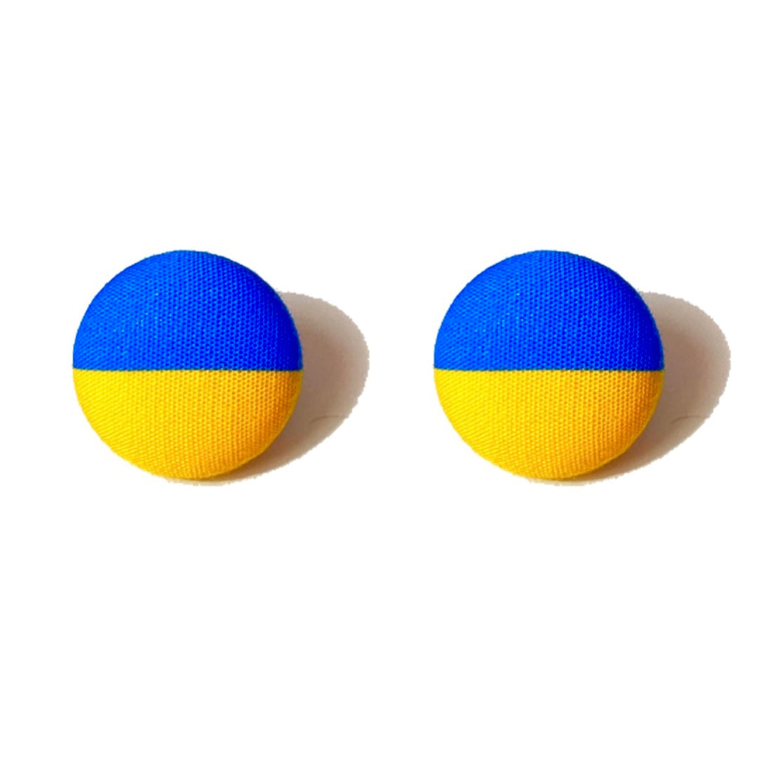 Ukraine Flag Fabric Button Earrings