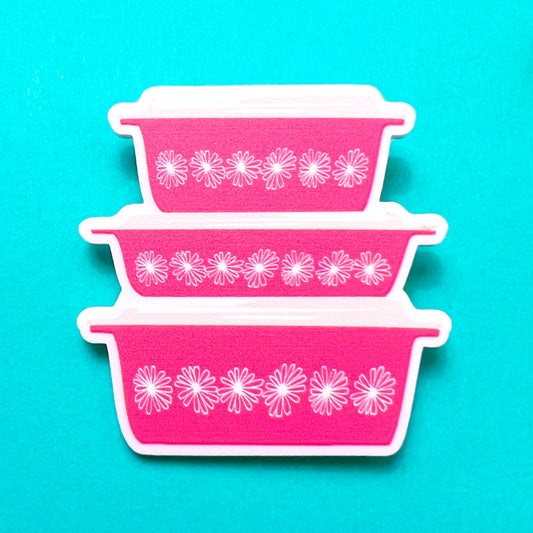 Pink & White Vintage Pyrex Brooch Pin