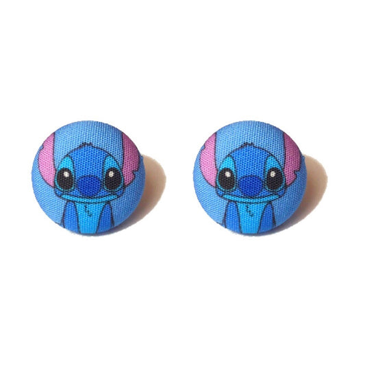 Stitch Inspired Fabric Button Earrings