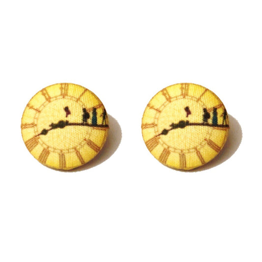 Big Ben Fabric Button Earrings