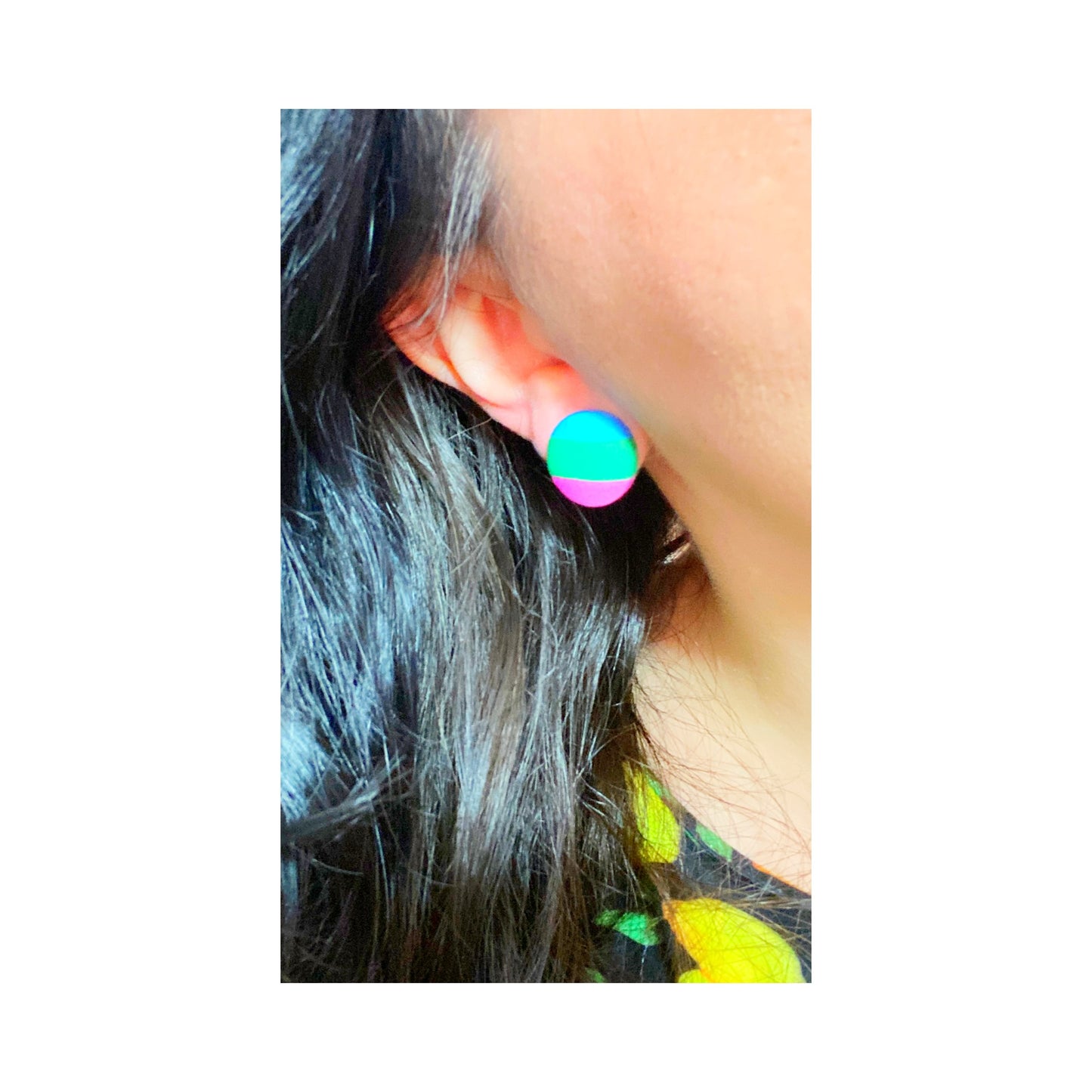 Polysexual Flag Fabric Button Earrings