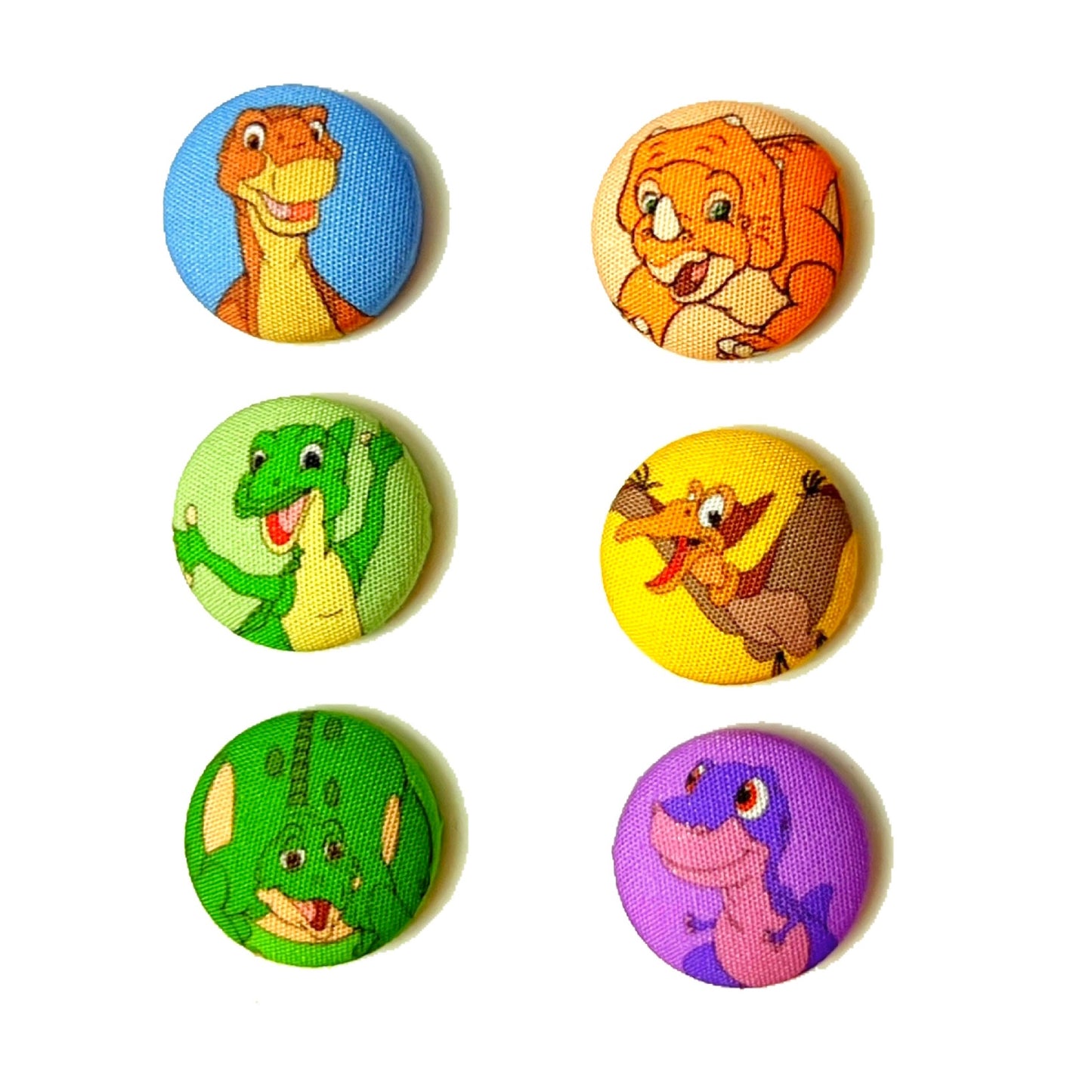 90s Dinosaurs Mix-and-Match Fabric Button Earrings