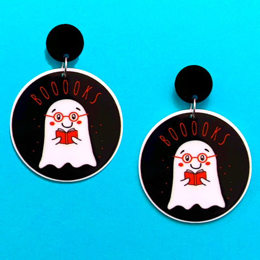 Boooooks! Ghost Acrylic Drop Earrings