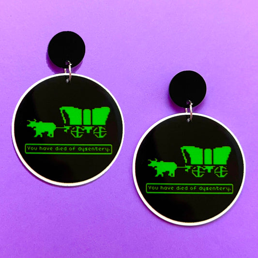 Oregon Trail Inspired Round Acrylic Drop Earrings