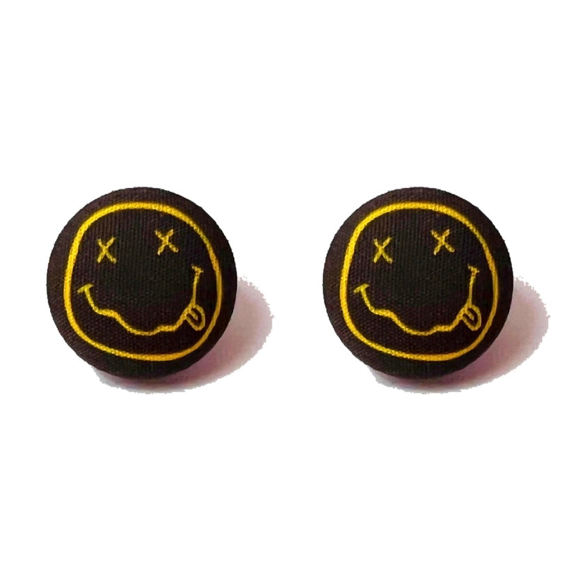 Nirvana Fabric Button Earrings