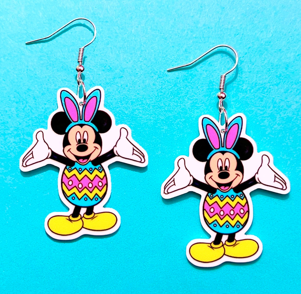 Easter Bunny Mouse Acrylic Drop Earrings