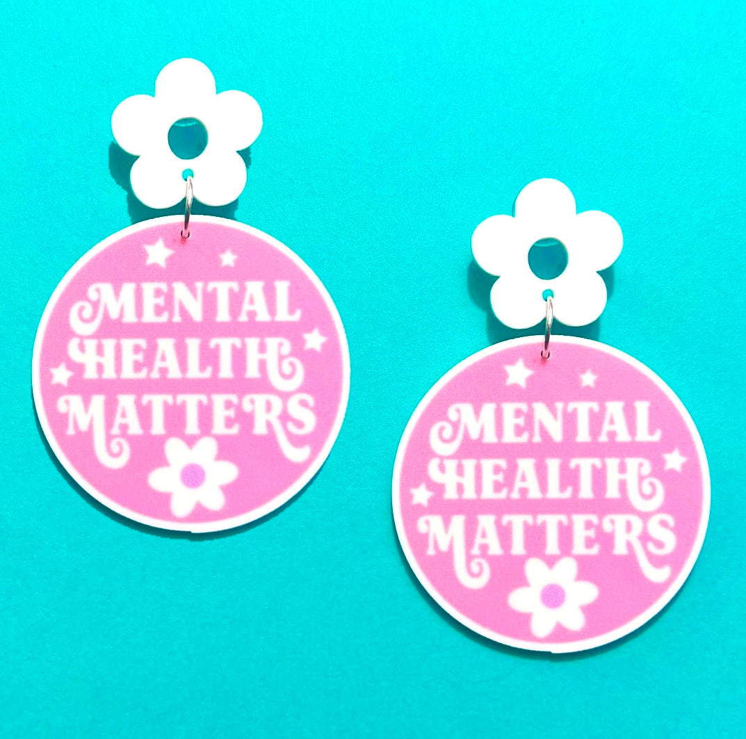 Mental Health Matters Retro Acrylic Drop Earrings