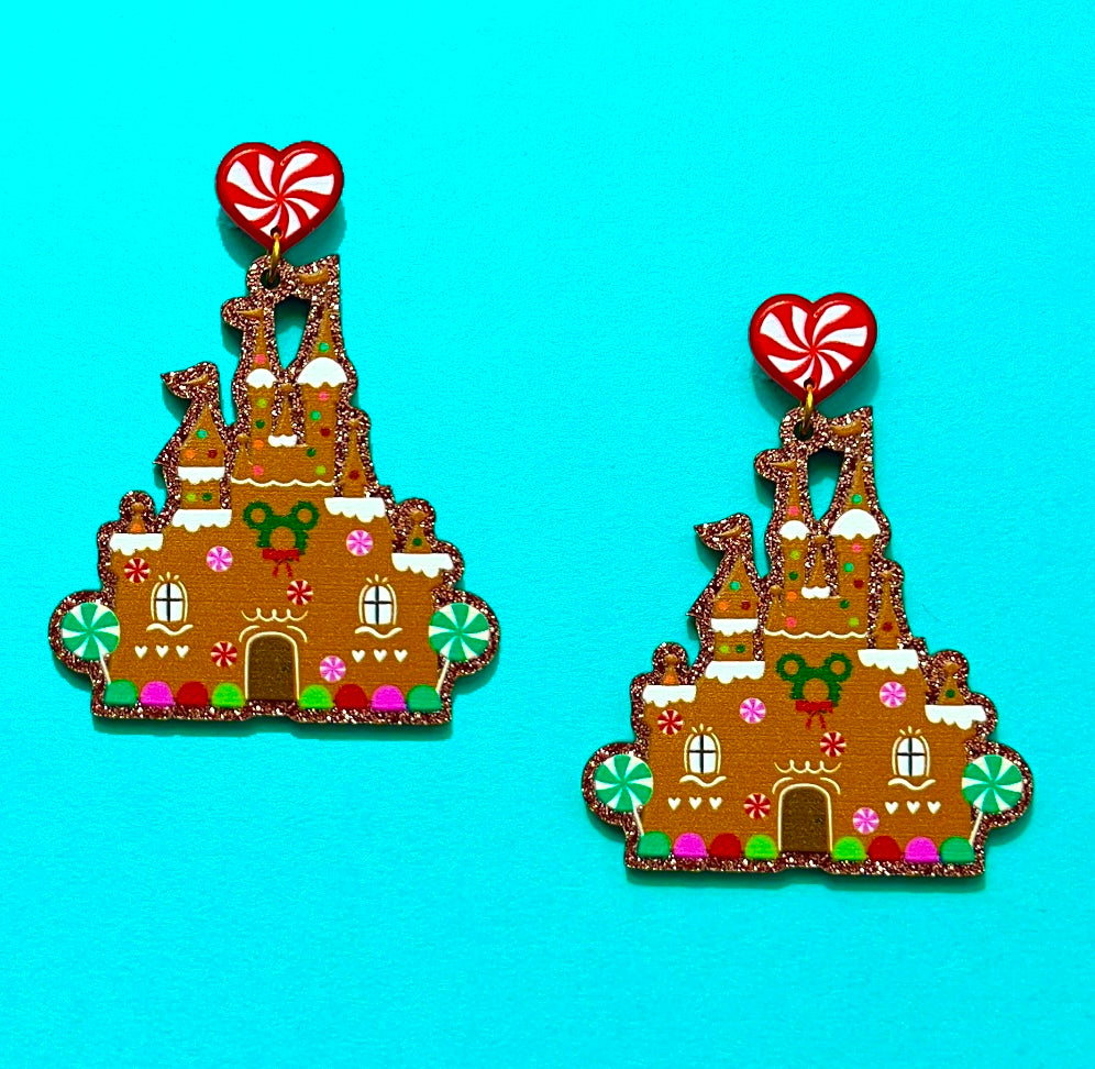 Gingerbread Castle Sparkle Drop Earrings