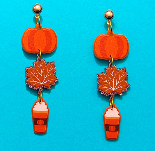 Autumn Inspired Tiered Acrylic Drop Earrings