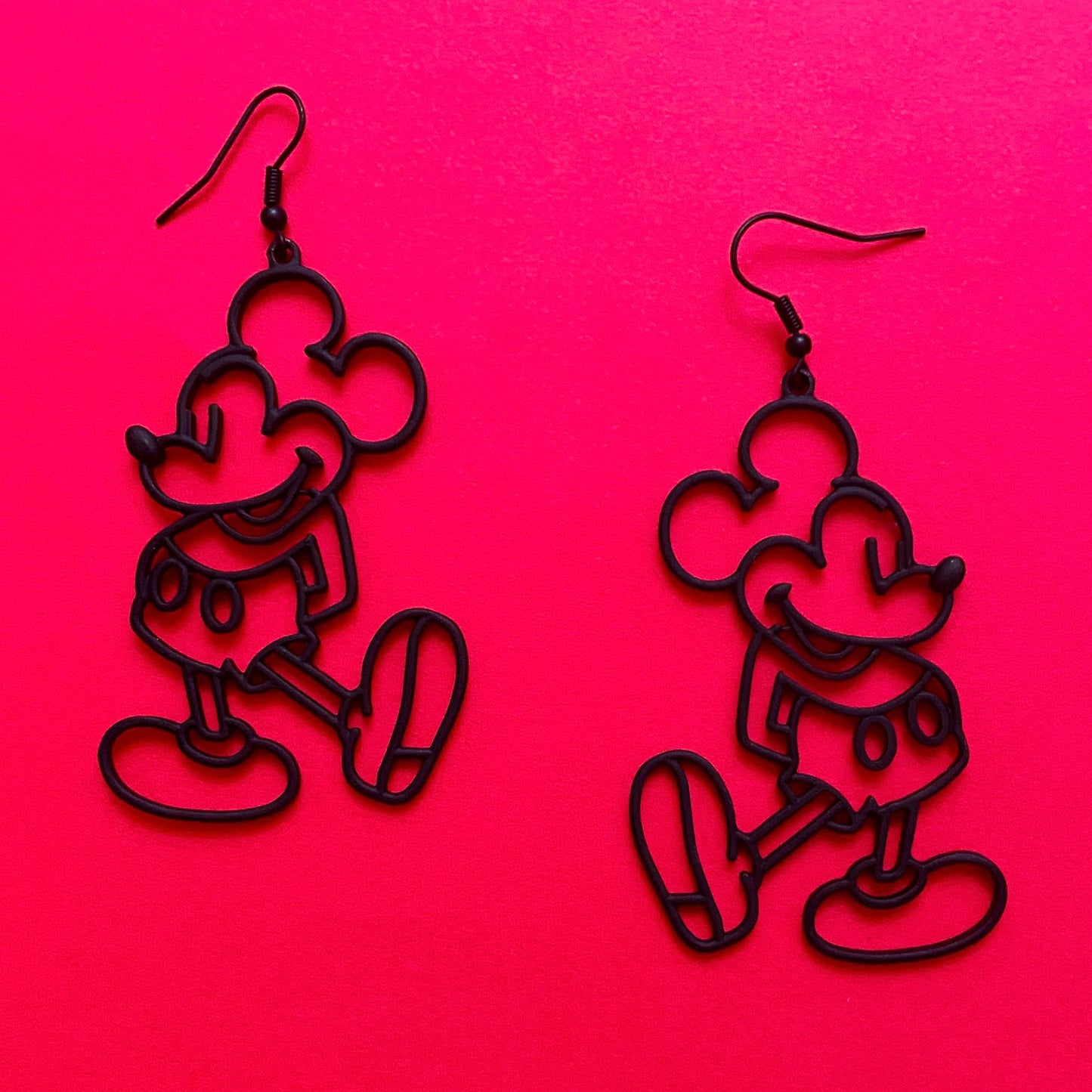 Black Mouse Silhouette Drop Earrings